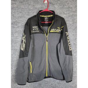 Ski-Doo Racing Jacket Mens XL Black Gray Full Zip Fleece BRP Rotax Snowmobile